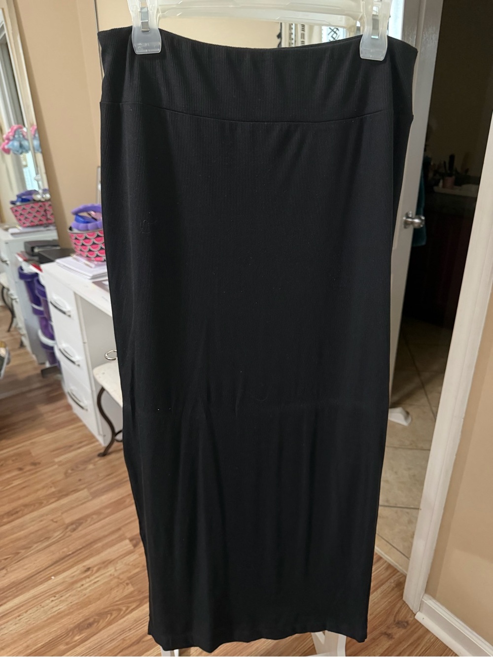 No Boundaries Ribbed Black Maxi Skirt